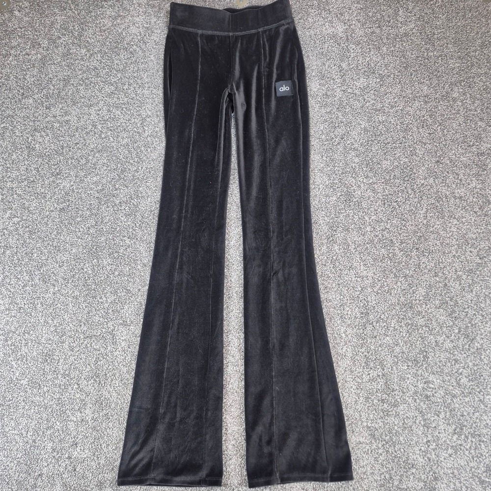 ALO Yoga Black Velvet Flare Track Pants